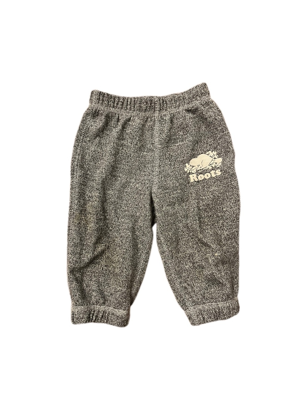 Roots 6-12m Baby Heather Gray Jogger Pants with Cream Logo